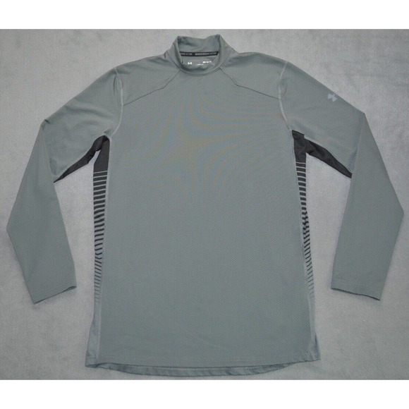 Under Armour ColdGear Reactor‎ Shirt Mens Medium Gray Long Sleeve Fitted Hiking - Picture 1 of 10